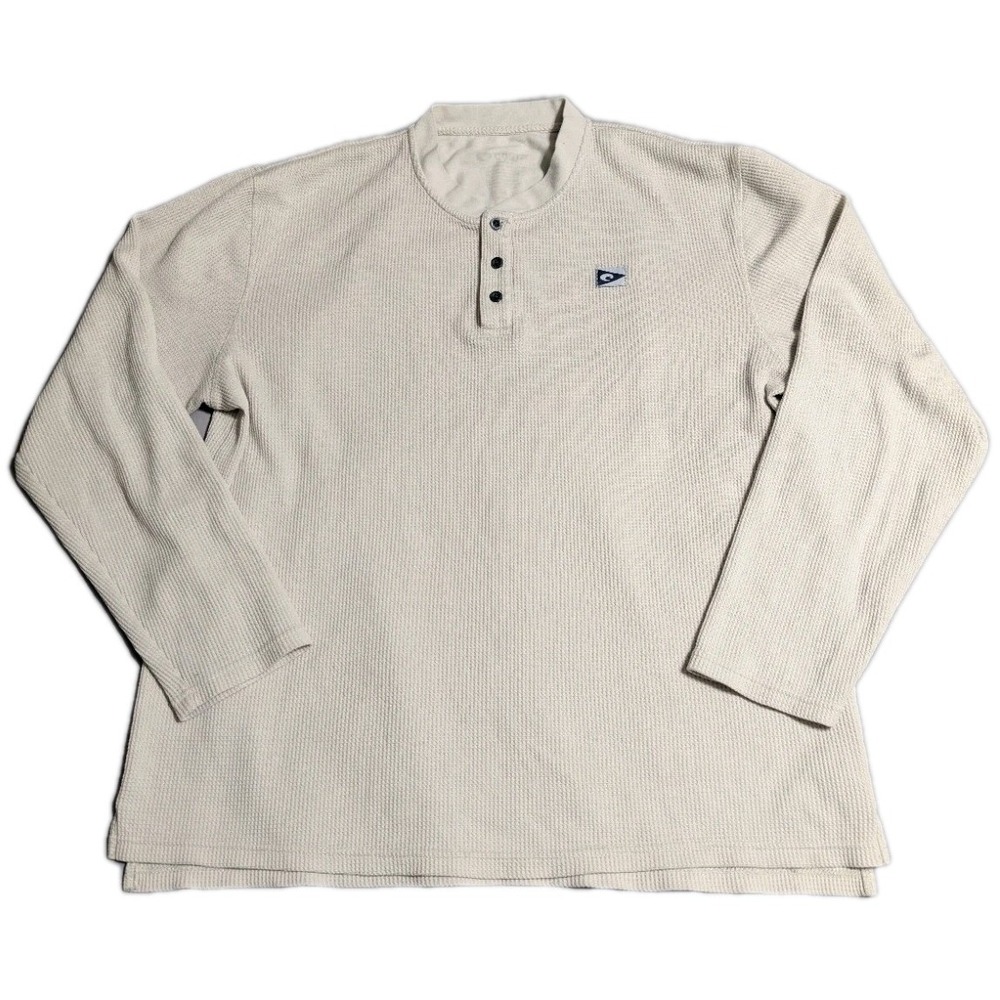 Costa Del Mar Waffle Knit Henley Shirt Men's XL Beige Long Sleeve Thermal Casual